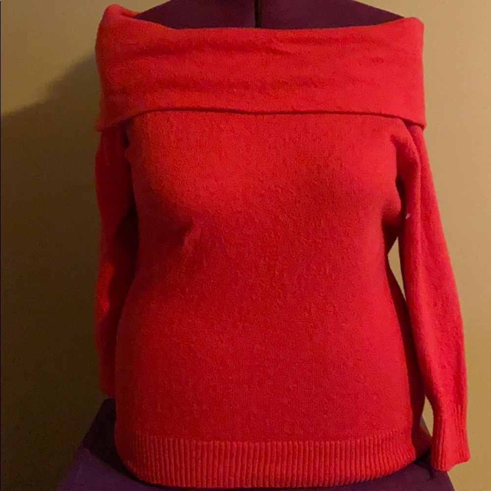 Vince Camuto Red Off the Shoulder Knit Sweater